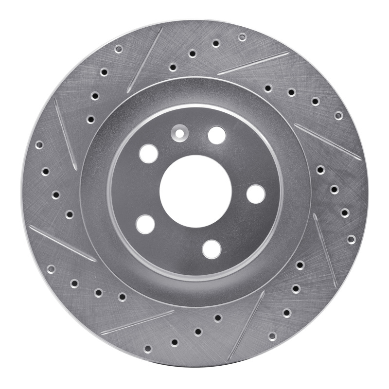 Volvo V60 Brake Rotor (1) - Rear Left - R1 Concepts - Drilled & Slotted - Silver - `16-`26